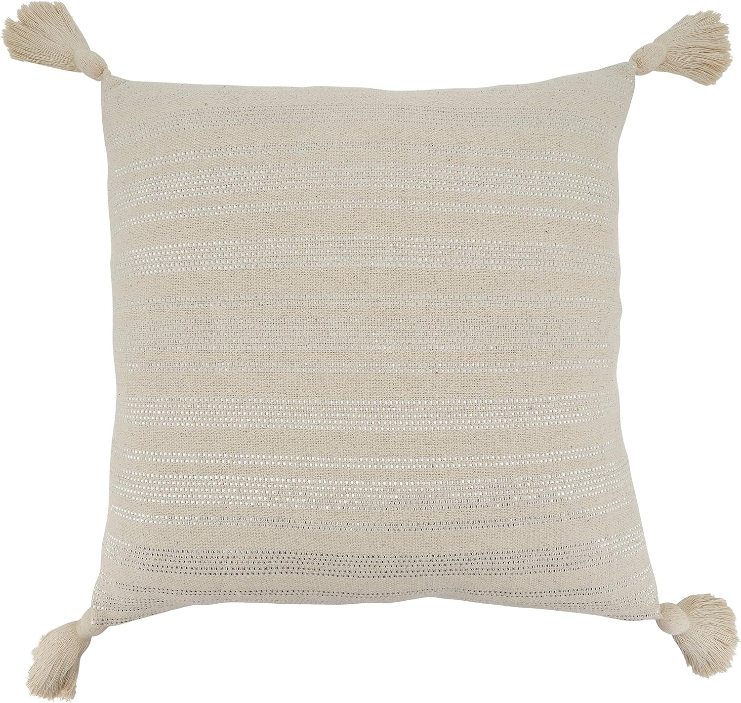 SARO LIFESTYLE Thea Collection Poly-Filled Shimmer Line Design Throw Pillow, 22", Natural