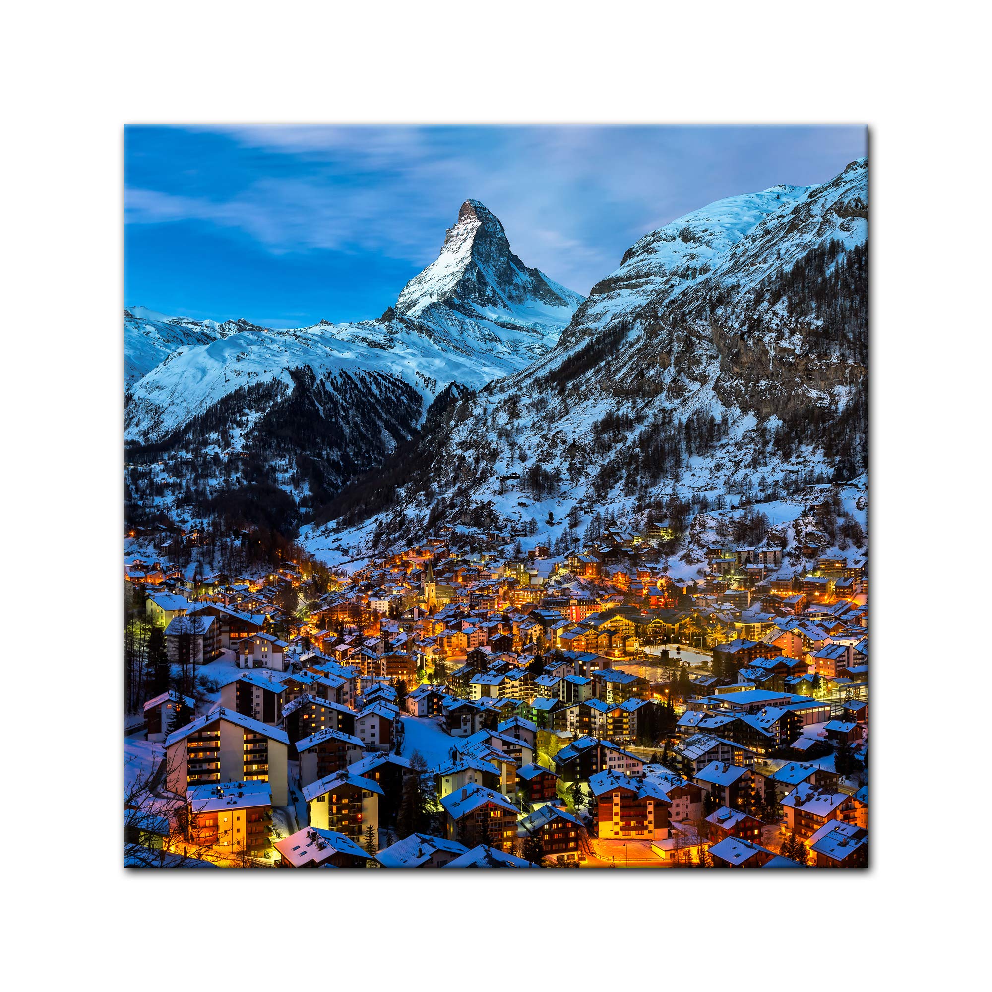 Bilderdepot24 Bild auf Leinwand | Zermatt am Matterhorn in 80x80 cm als Wandbild | Wand-deko Dekoration Wohnung modern Bilder | 211437