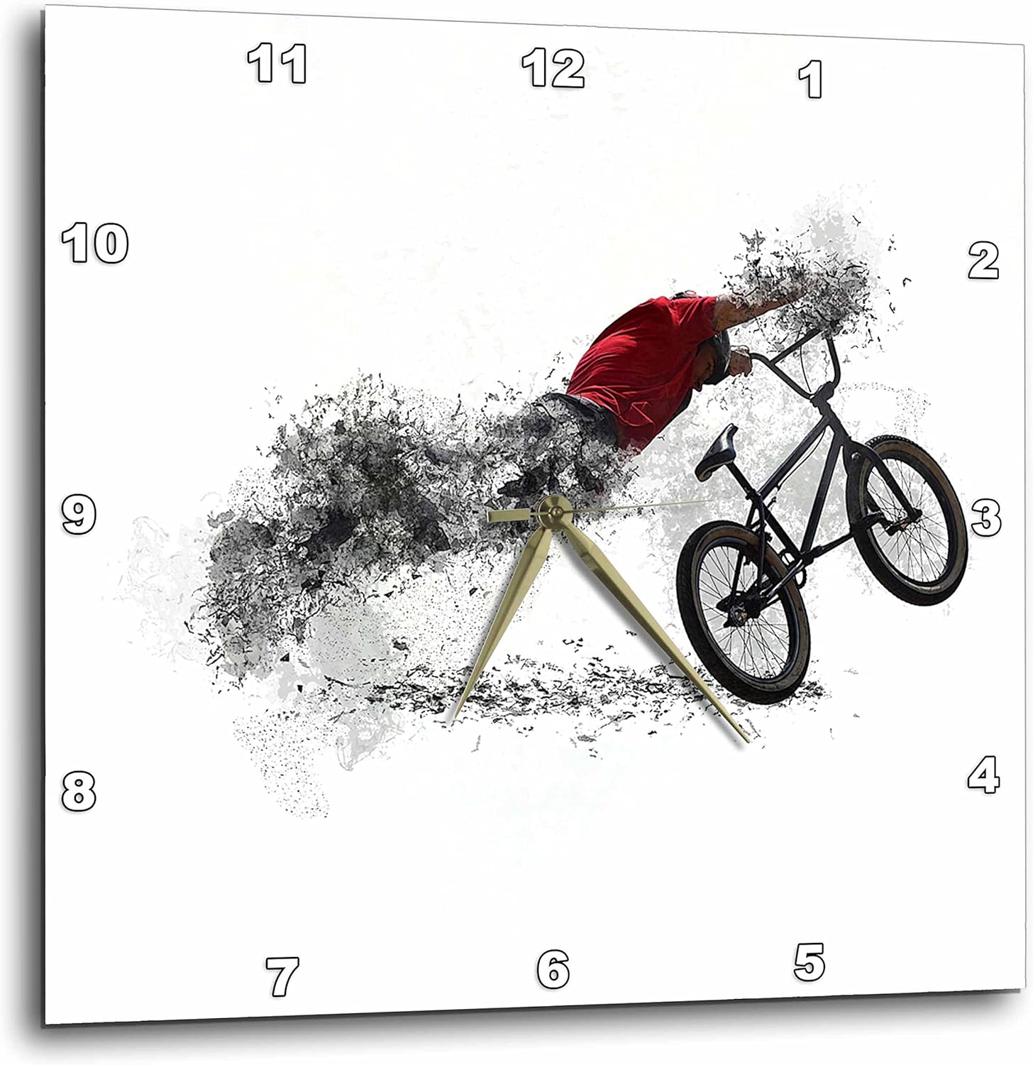 3D Rose Fantasy Bike Sport with Sportly Men BMX Biker Wall Clock, 15" x 15"