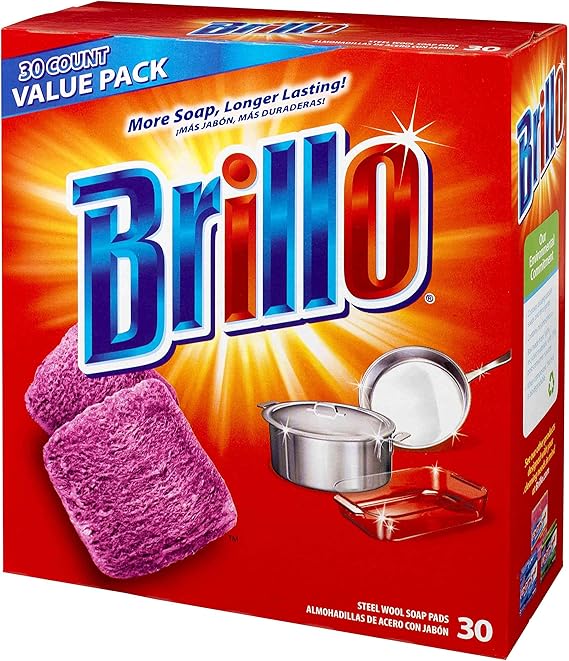 Brillo Steel Wool Soap Pads Original Scent (Red), 30-Count Jumbo Pack