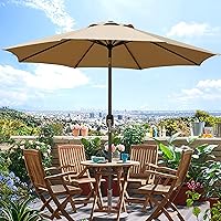 Vista 6 de Blissun - Sombrilla de aluminio para patio al aire libre de 9 pies, sombrilla de mesa para exteriores, sombrilla de jardín, sombrilla de mercado