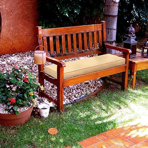 Miniatura 8 de Aoodor Cojín de banco para patio al aire libre, funda de tela de olefina, espuma de esponja, color beige