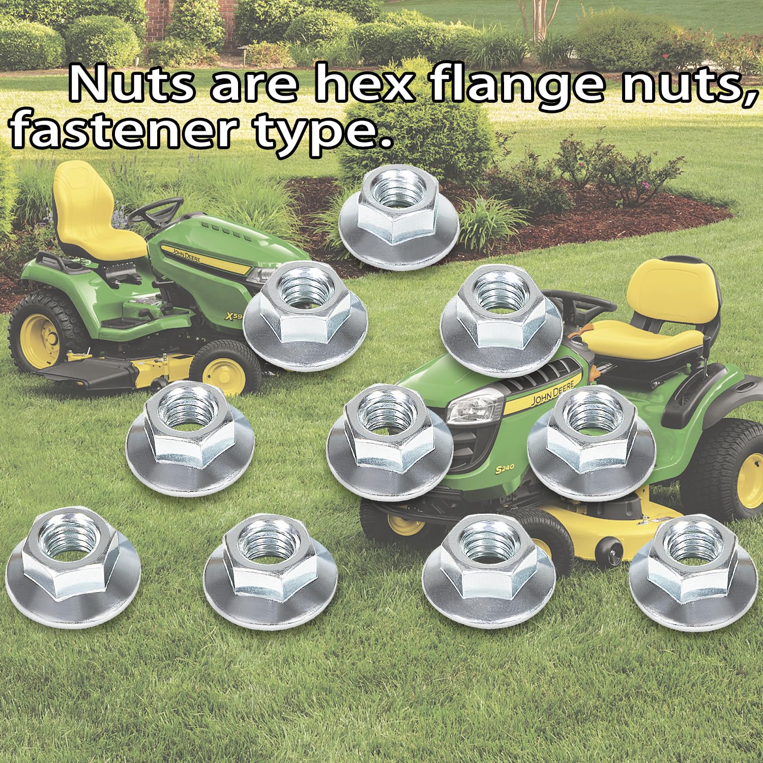 10PCS M142955 Lock Nuts Set Compatible With John Deere 2025 4210 GT322 GX255 LA150 LX280 S240 X300 XUV825 Z225 And More