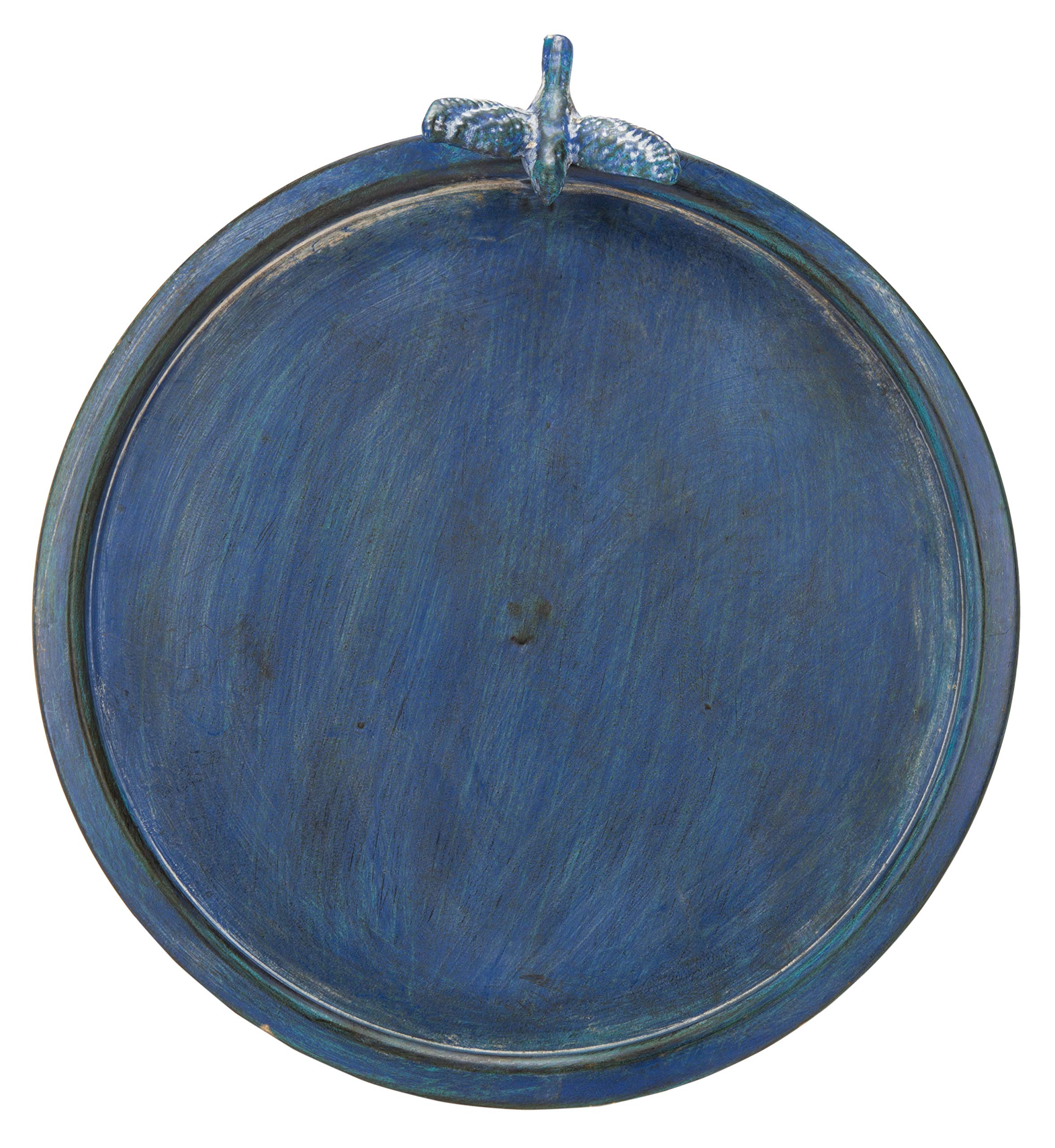 Safavieh Outdoor Collection Kensi PAT5025C - Bañera para pájaros de hierro envejecido, para jardín, patio, patio trasero, azul musgo