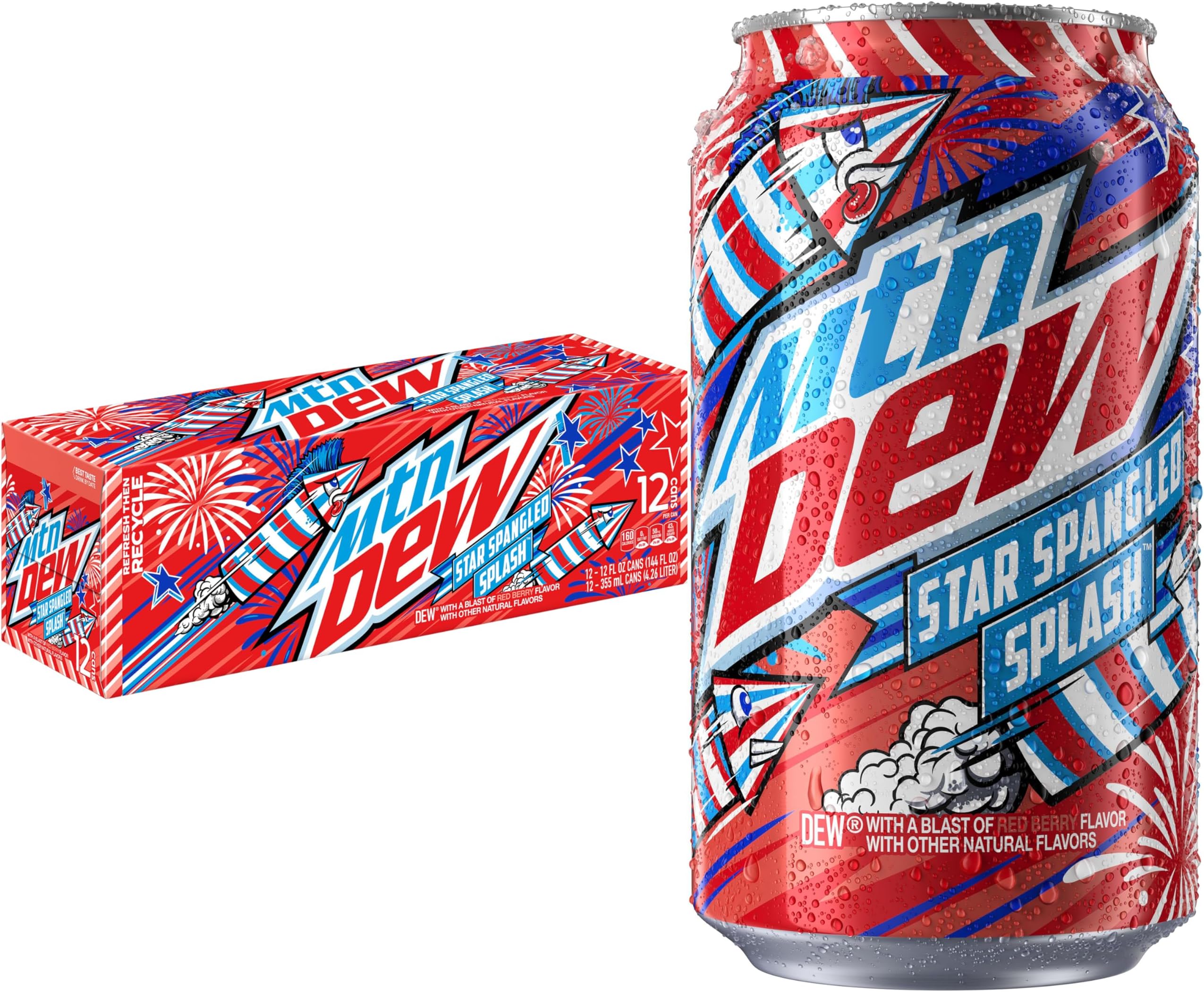 Mountain Dew Star Spangled Splash Soda, 12oz 12 pack