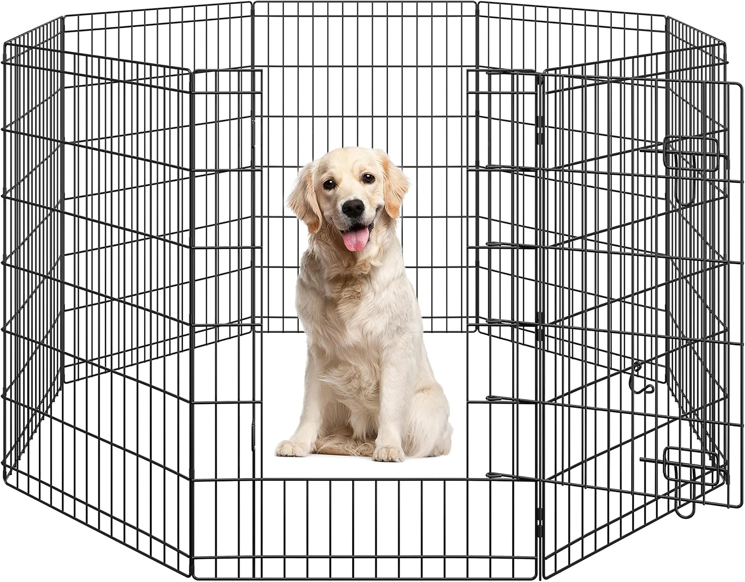 Yaheetech 36.5" High 8 Panel Foldable Metal Dog Exercise Pen Pet Playpen Dog Fence Outdoor & Indoor Use for Small Animals with Door Black (36.5") Thumbnail