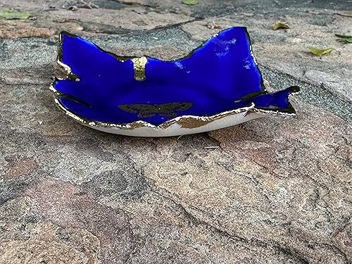 Miniatura 4 de Royal Blue and Gold Butterfly Ring Dish, Handmade Ceramic Jewelry Plate, Unique Gift for Mom, Bride, Girlfriend, Sister, Daughter, Wife -Stock