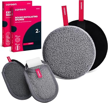 Exfoliating Body Scrubber 2 Pack & Rough and Soft Soap Bag 2 Pack   Deep and Gentle