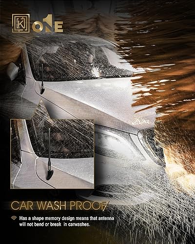 Miniatura 2 de Antena corta de fibra de carbono de repuesto KEYO1E compatible con camioneta Ford F250 2009-2024  7.9 pulgadas de goma flexible duradera superior