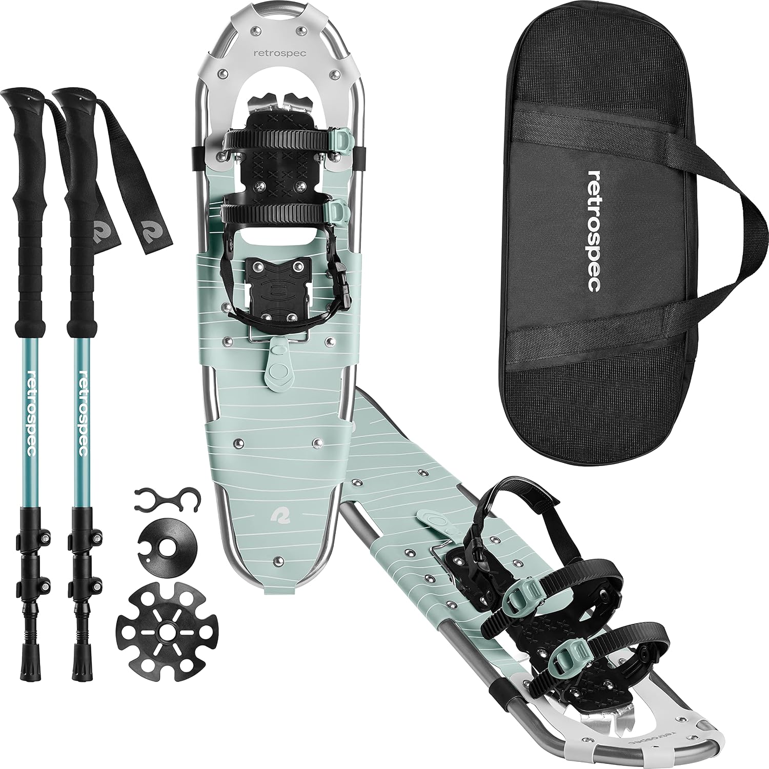 Retrospec Drifter 25/30 Inch Snowshoes & Trekking Poles Bundle for Men & Women, Durable All Terrain with Fully Adjustable Binding and Carry Bag with Lightweight Aluminum Hiking & Walking Sticks