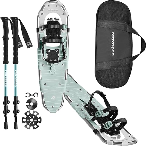 Vista 42 de Retrospec Drifter Snowshoes & Trekking Poles Bundle with Adjustable Bindings - Lightweight Aluminum Snow Shoes for Women & Men - All Terrain Hiking