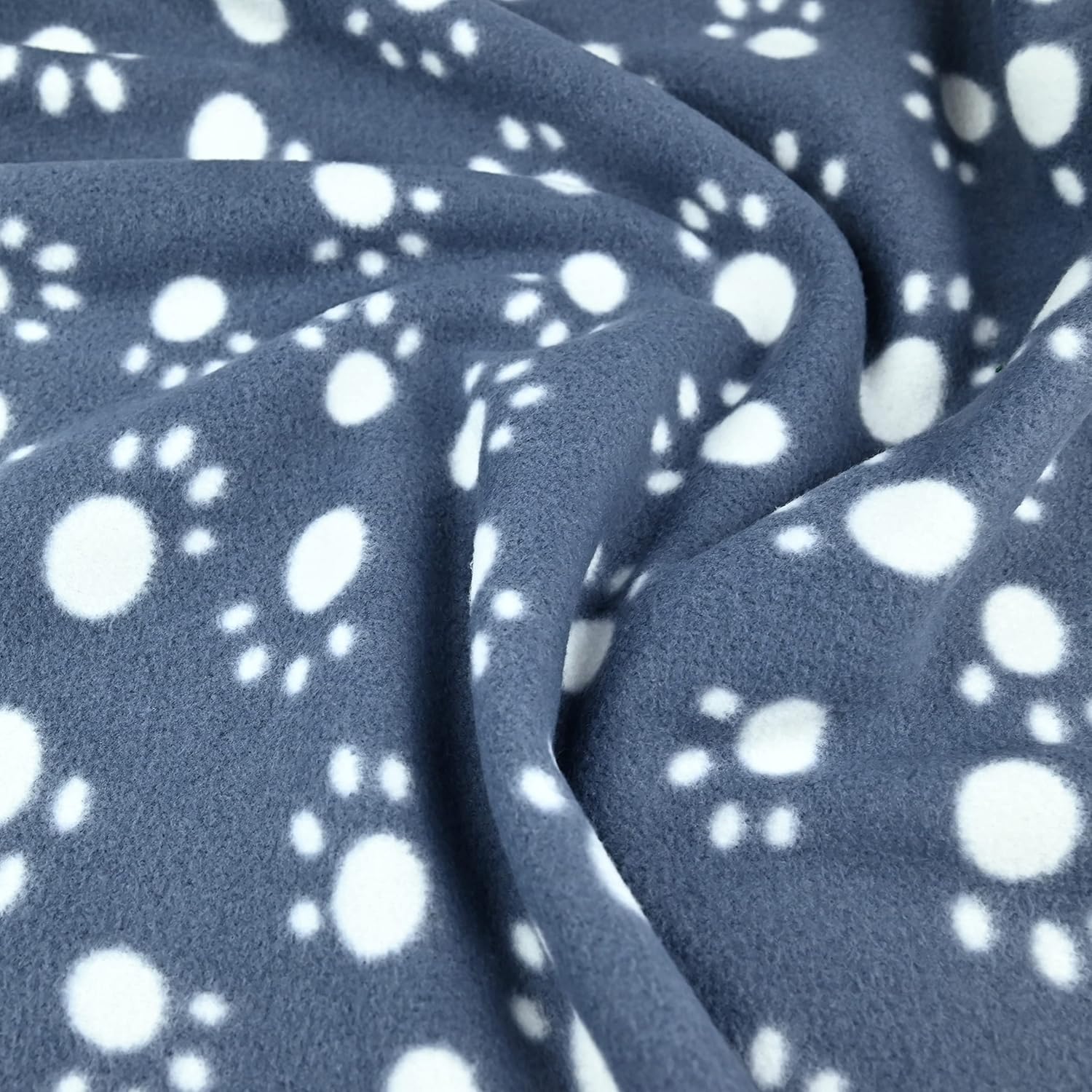 Grey Paw Print Fleece Fabric by The Metre Anti Pill Polar Material for