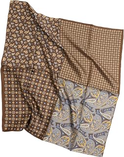 Square 100% Silk Scarf for Women and Men Paisley Pattern Summer Silk Scarf