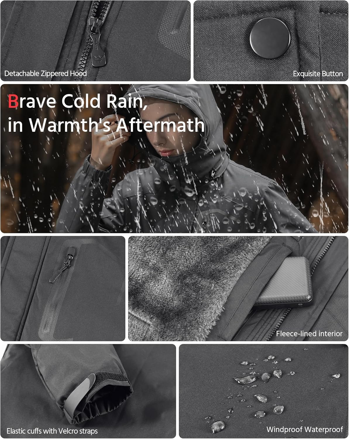 Wulcea Graphene Heated Jacket for Women Fur Lined with Large Capacity Battery Pack - Image 6