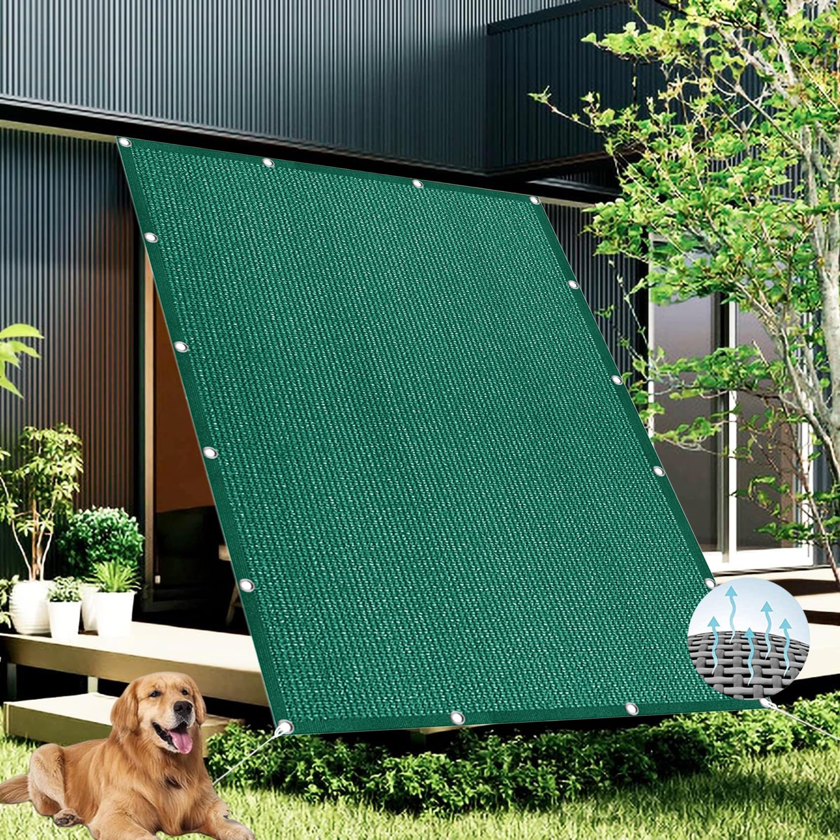 Voile d'ombrage HDPE 70x440 cm vert foncé pour balcon et terrasse