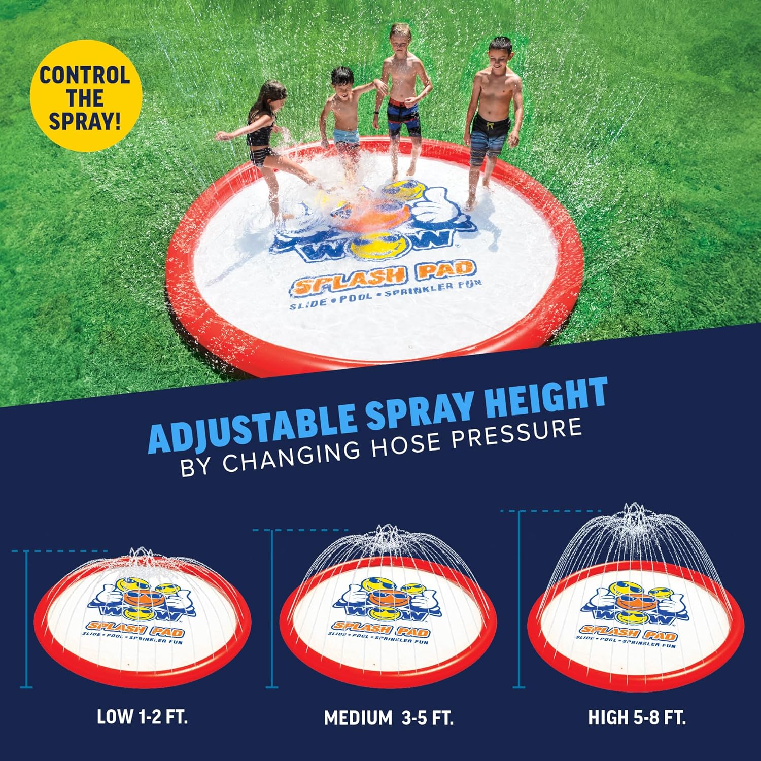 WOW Sports Giant Splash Pad, Durable wading pool with Built in Sprinklers