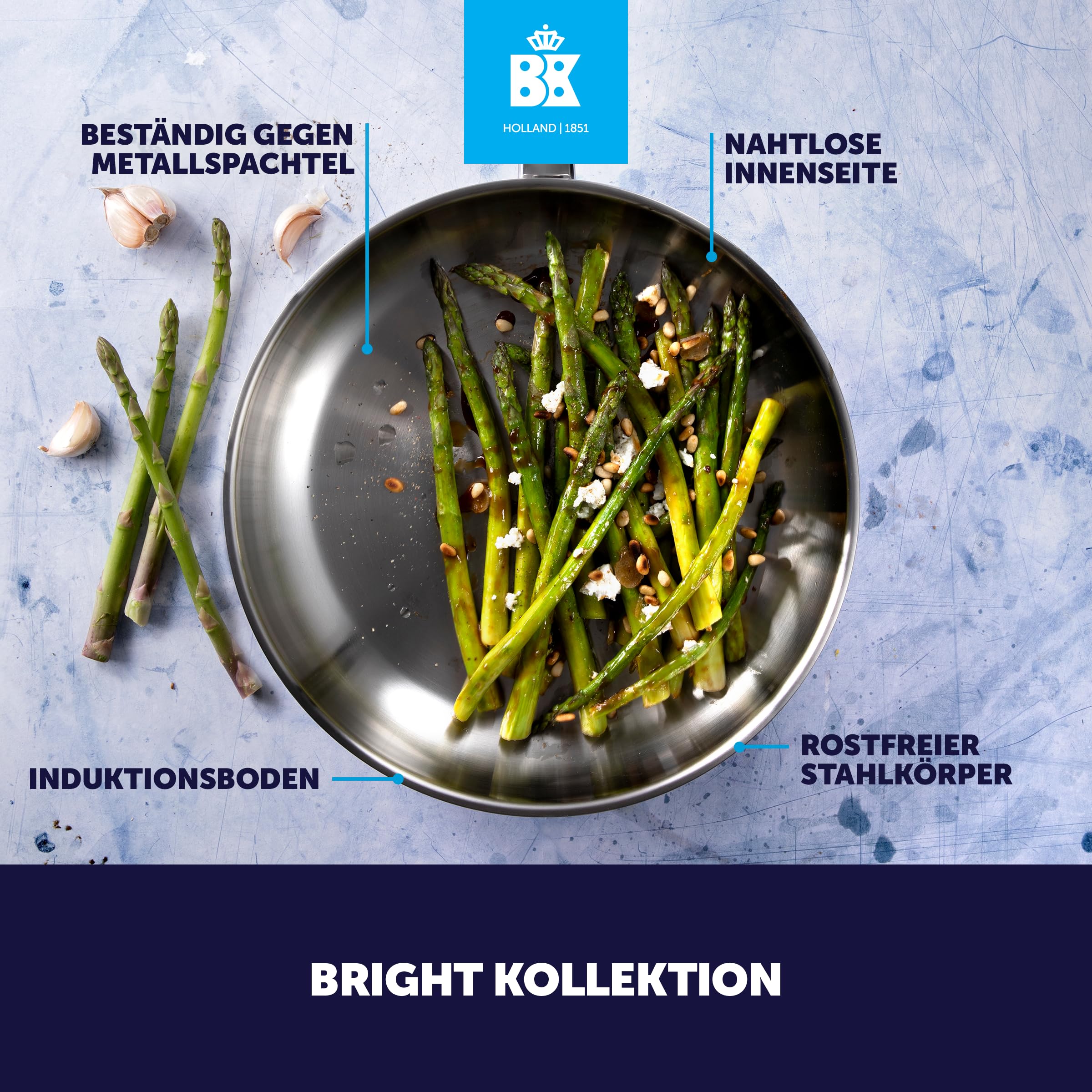 BK Bright 18/10 Edelstahl Schmorpfanne Ø 28 cm Mit Deckel,Hoher Rand, Professionelles Kochen, Unbeschichtet, 3-Ply,Kaltgriff,Induktion,Edelstahl Poliert,Backofenfest Bis 230°C,Spülmaschinenfest,Silber