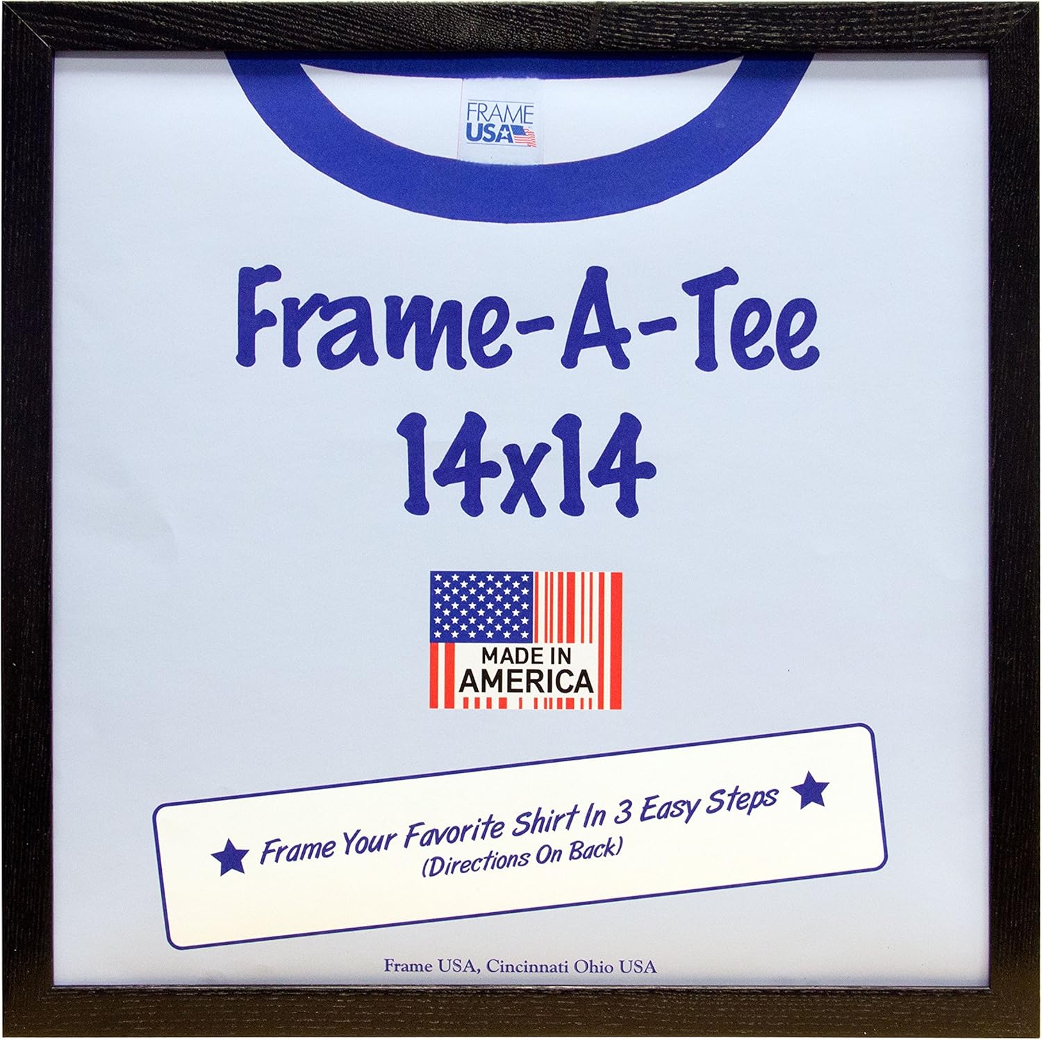 Frame USA "Frame-A-Tee Series, 12x12, Walnut Brown Wood T-Shirt Frame for Small and Medium shirts