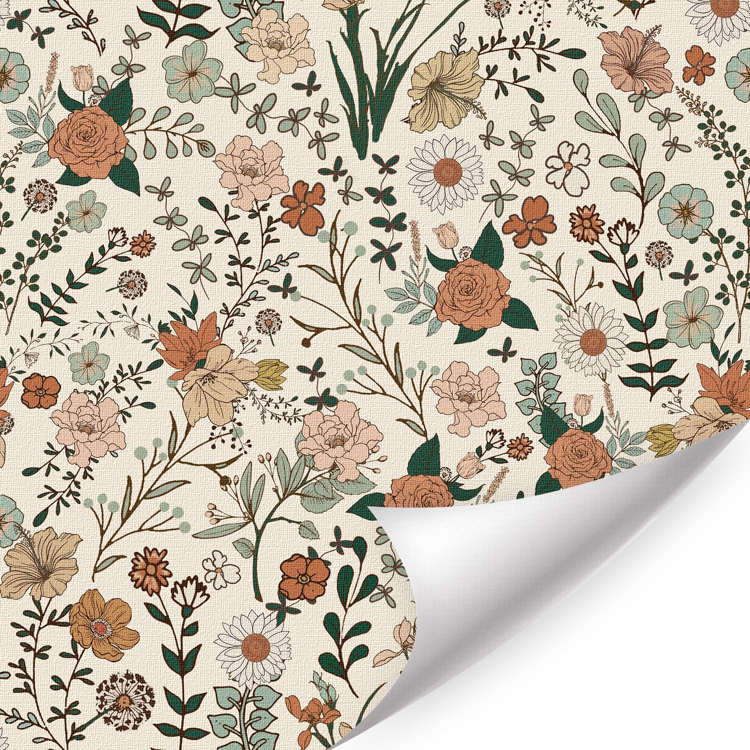 Papier peint botanique fleurs sauvages LHIUEM 44x290 cm