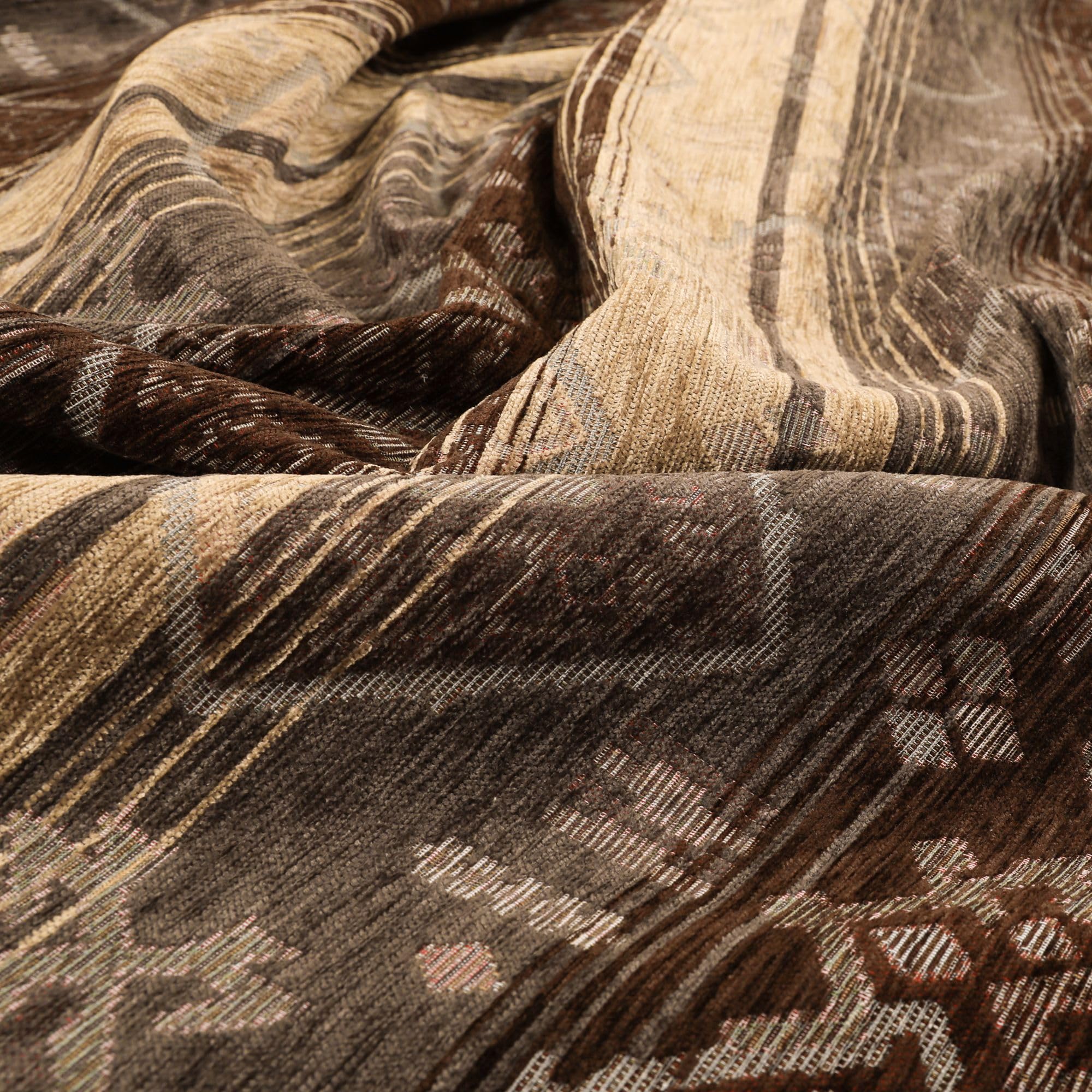 Redbrick Mill Fabrics Brown Beige Heavyweight Kilim Aztec Pattern Chenille Upholstery Curtain Fabrics (10Cm X 8Cm Sample)