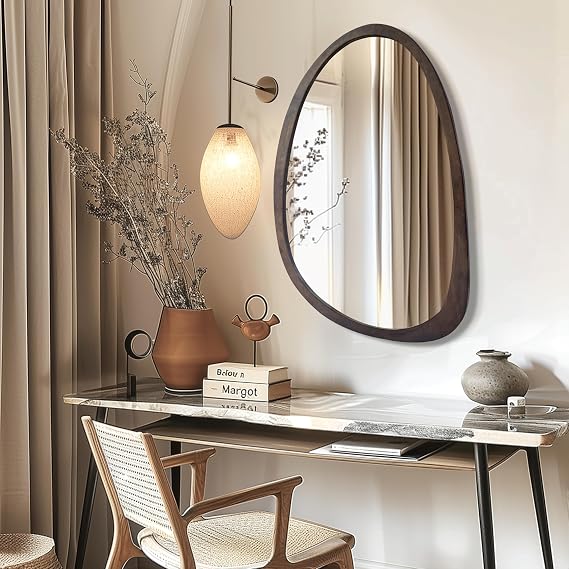 Irregular Wall Mirror Asymmetrical Entryway : Decorative Asymmetric Black Mirror 50 x 70cm Unique Vanity Shaped Dressing Vanity Mirrors for Living Room, Bathroom, Bedroom, Hallway Wall Art Decor
