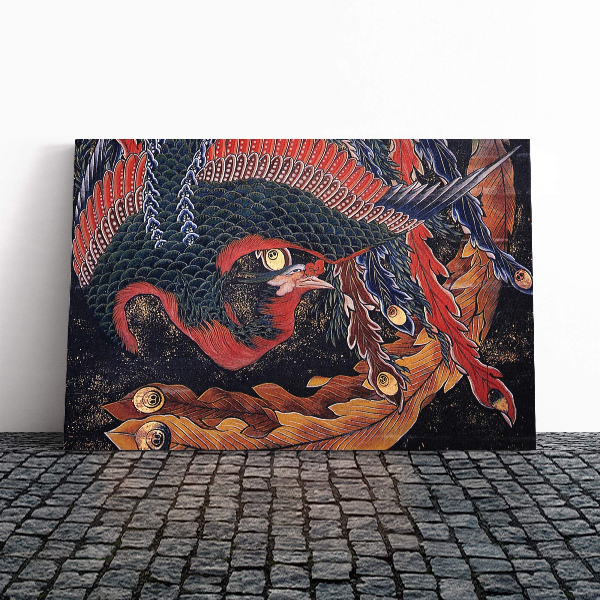 Wall Hokusai Phoenix Katsushika HokusaiJapanese Oriental Art Canvas Print | Gallery Wrapped 30mm Frame Wall Art | 24x16 inches | Ready to Hang | Asian Picture | Living Room Bedroom Lounge Office