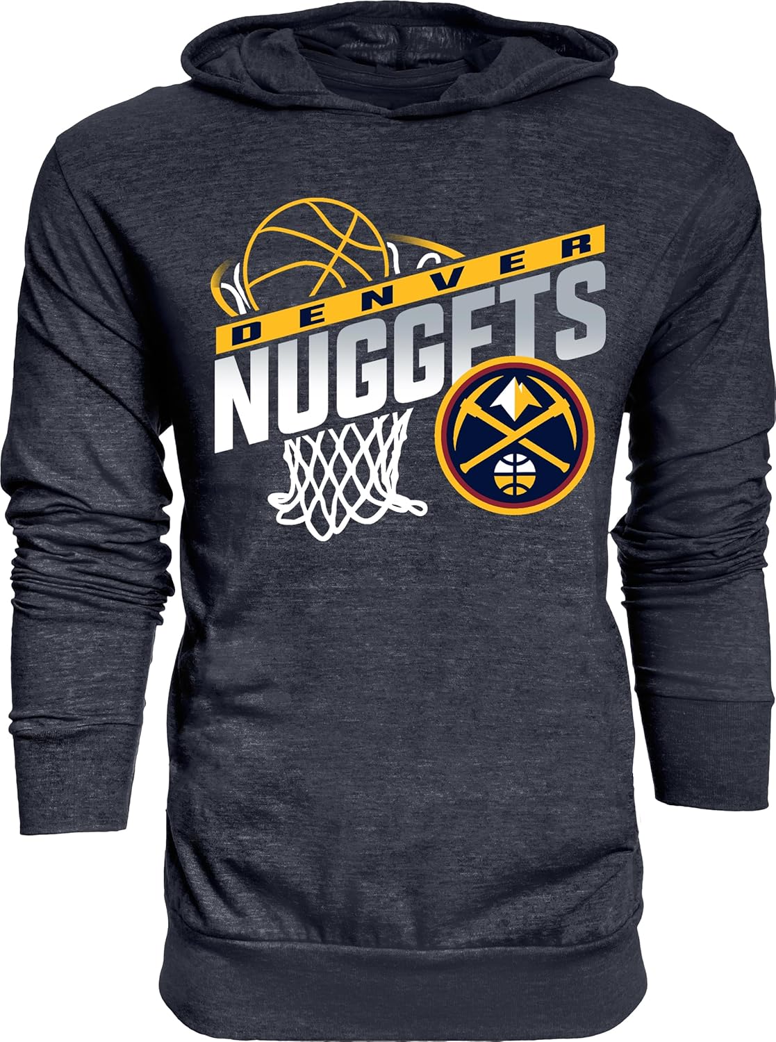 Denver Nuggets NBA Officially Licensed Youth Tri-Blend Hooded Long Sleeve T-Shirt Hoop Team Color, Small
