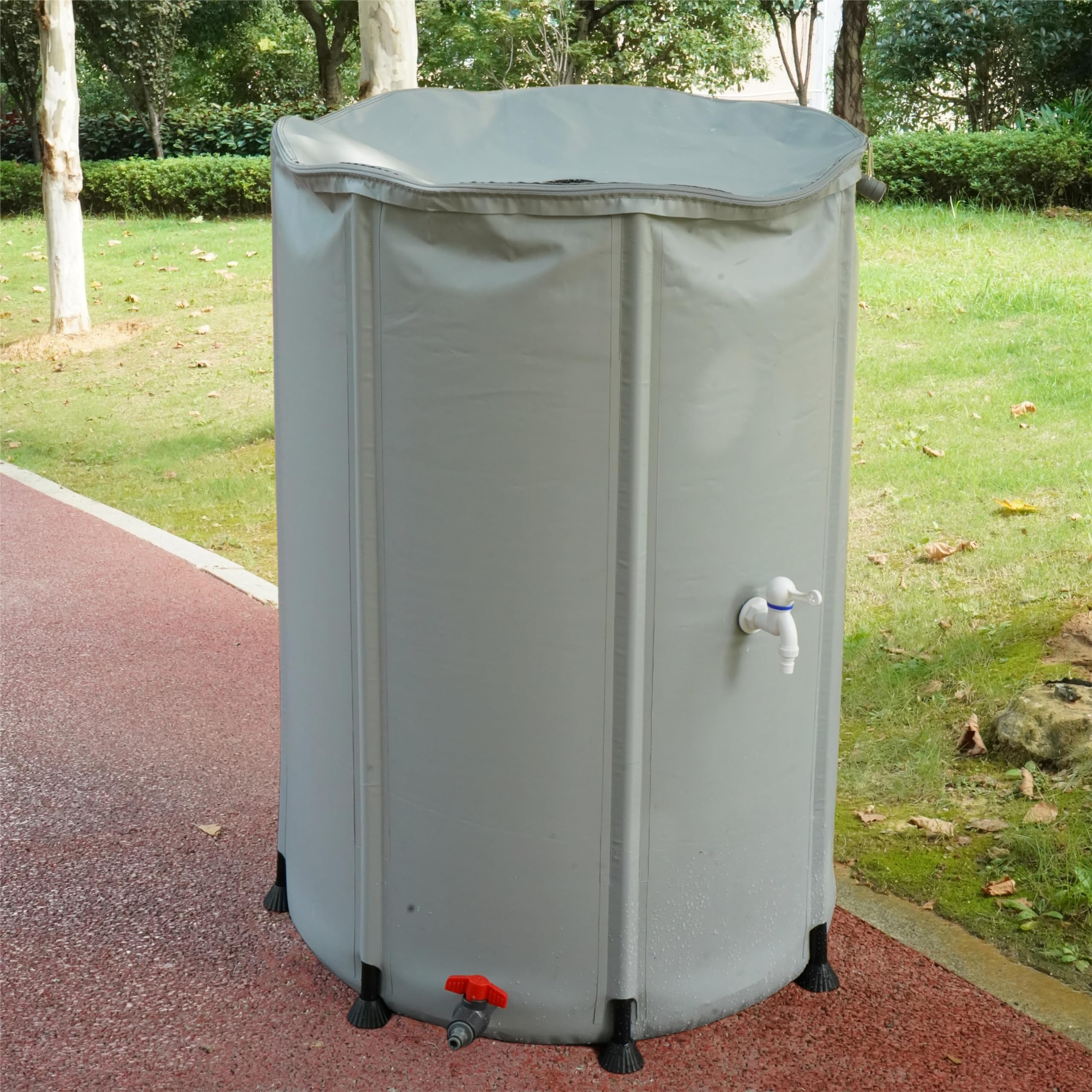 Amazon.com : lukar 100 Gallon Collapsible Rain Barrel, Rain Water  Collection Barrel, Portable Rain Barrel Water Collector, Grey Rain Water  Storage Barrel with Filter, Spigot, Overflow, Teflon Tape, Fixed Ring :  Patio,