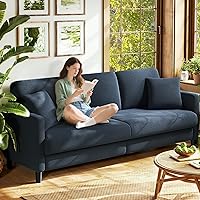 WelzonaDirect 83" Teddy Fabric Loveseat Sofa for Living Room - Tool-Free Assembly, 7.5" Spring Cushions, 850lbs Capacity, Blue Grey w/2 Pillows