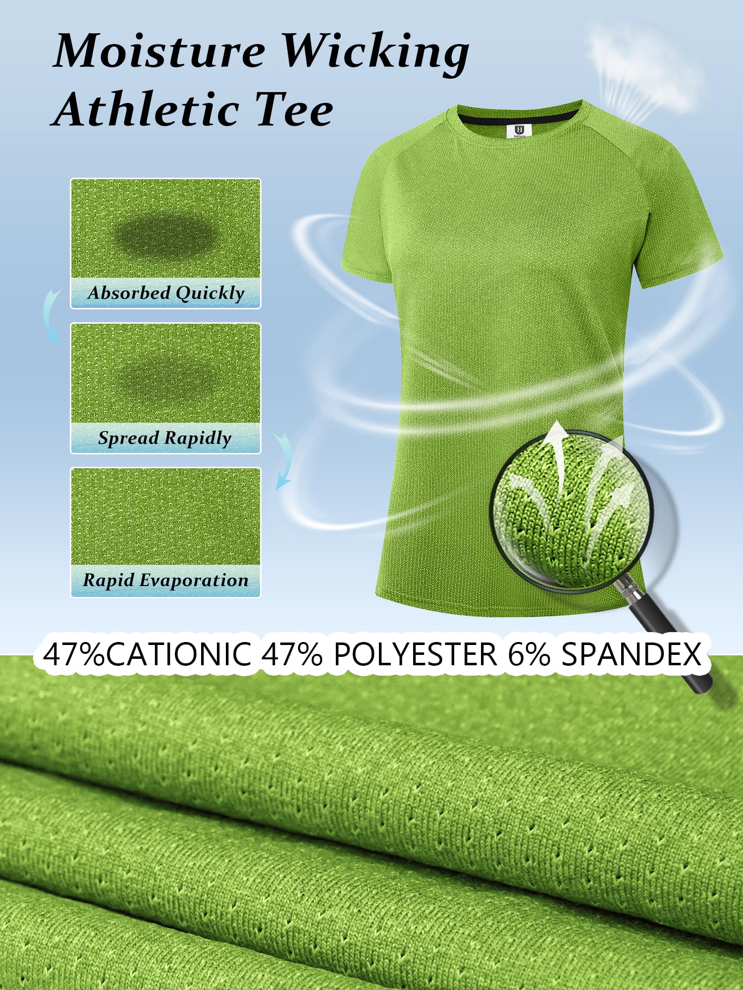 Damen Workout Running T-Shirts, Dry Fit Kurzarm-Shirts, feuchtigkeitsableitendes Athletic Tee, Sport Gym Yoga Tops