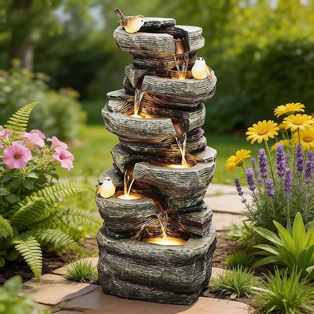 40 Inch H Extra-Large Rock Outdoor Water Fountain