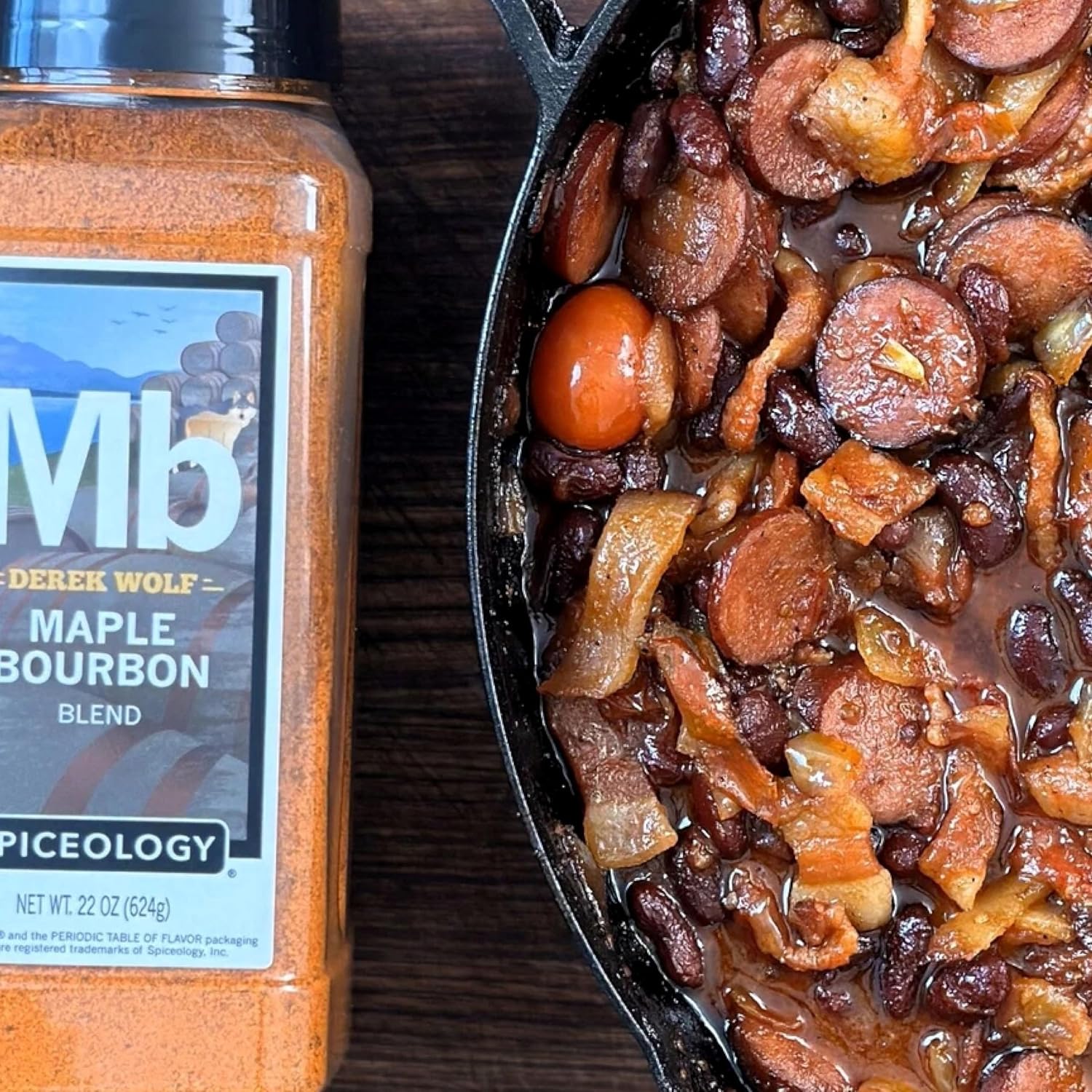 Spiceology & Derek Wolf - Maple Bourbon Seasoning - Sweet & Smoky Barbeque Rubs, Seasonings and Spice Blends - Use On: Ribs, Pork Shoulder, Beef, Bacon, Chicken Wings, Popcorn, Scallops or Duck Breast - 22 oz