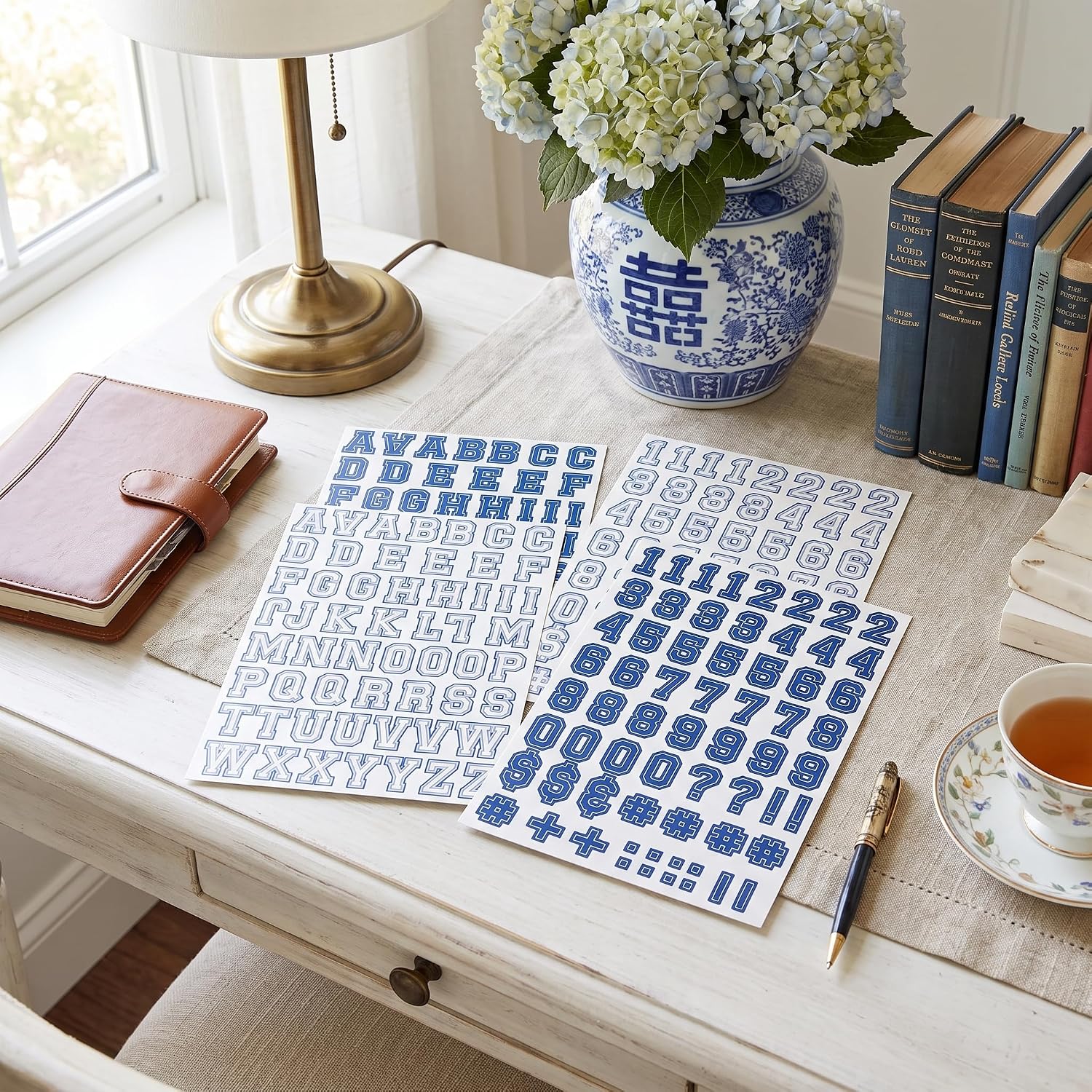 Letterman Stickers – Blue & White Alphabet & Numbers | Heritage Collection