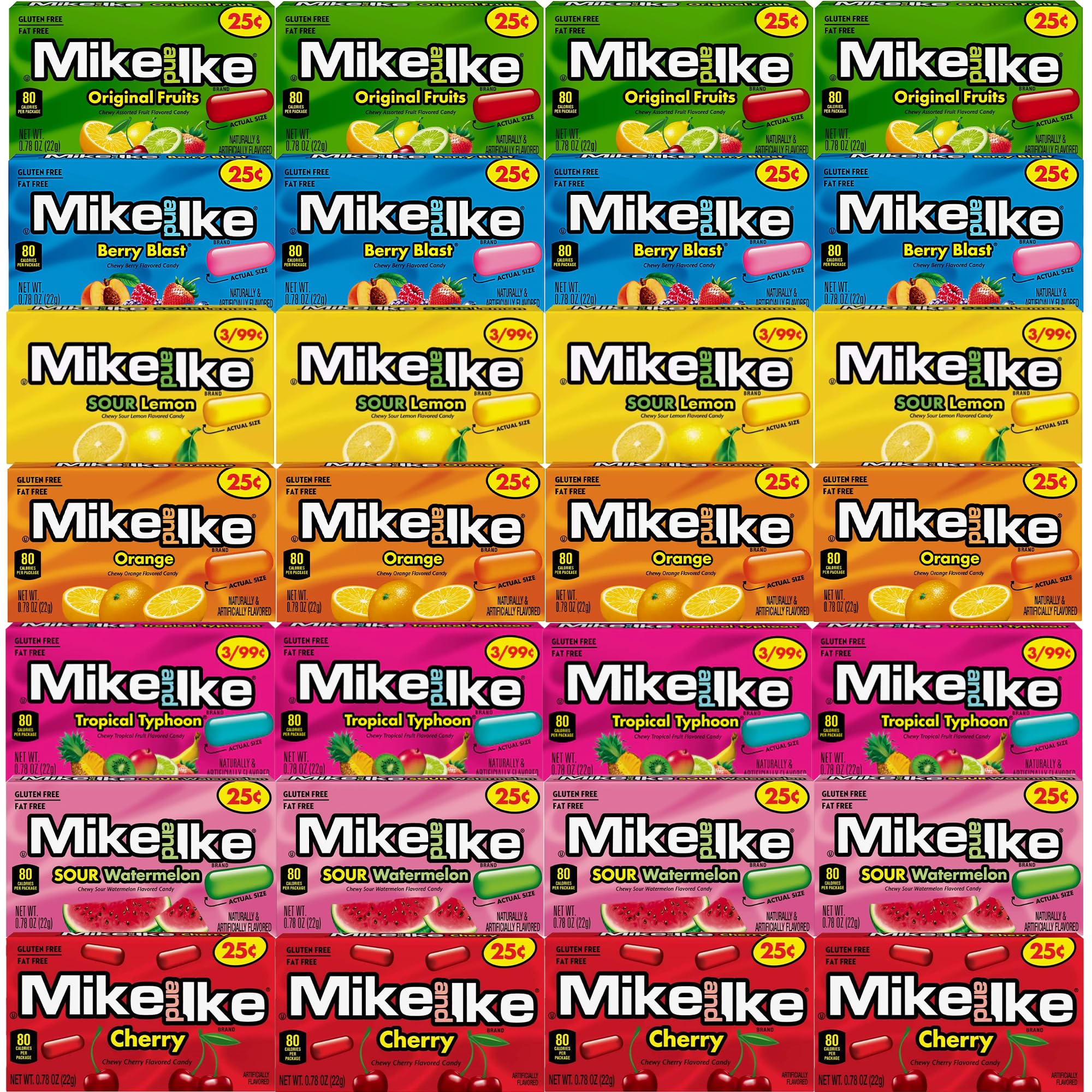 Mini Box Bulk 28 Pack, Variety 7 Flavor Pack, 4 of Each Flavor (28 Boxes x 0.78oz Boxes Total) Original, Orange, Sour Lemon, Tropical Mini, Berry Blast, Sour Watermelon, Cherry.