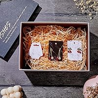 Vista 6 de Juego de 800 tarjetas para aretes, collares, joyas, soporte para aretes, 200 tarjetas de presentación de mármol, 200 bolsas autosellantes, 400 blanco