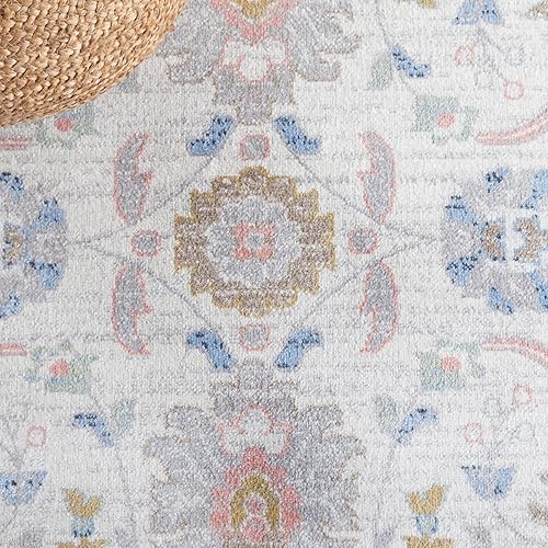 Miniatura 9 de Safavieh Bayside Collection - Alfombra de área de 9 x 12 pies, color beige y azul, diseño oriental, no desprende pelusa y de fácil cuidado, lavable