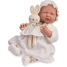JC Toys - La Newborn Doll 38 cm Soft Body Royal Collection White Dress with Gold Dots and 4 Accessories Designed in Spain by Berenguer, Age 2+