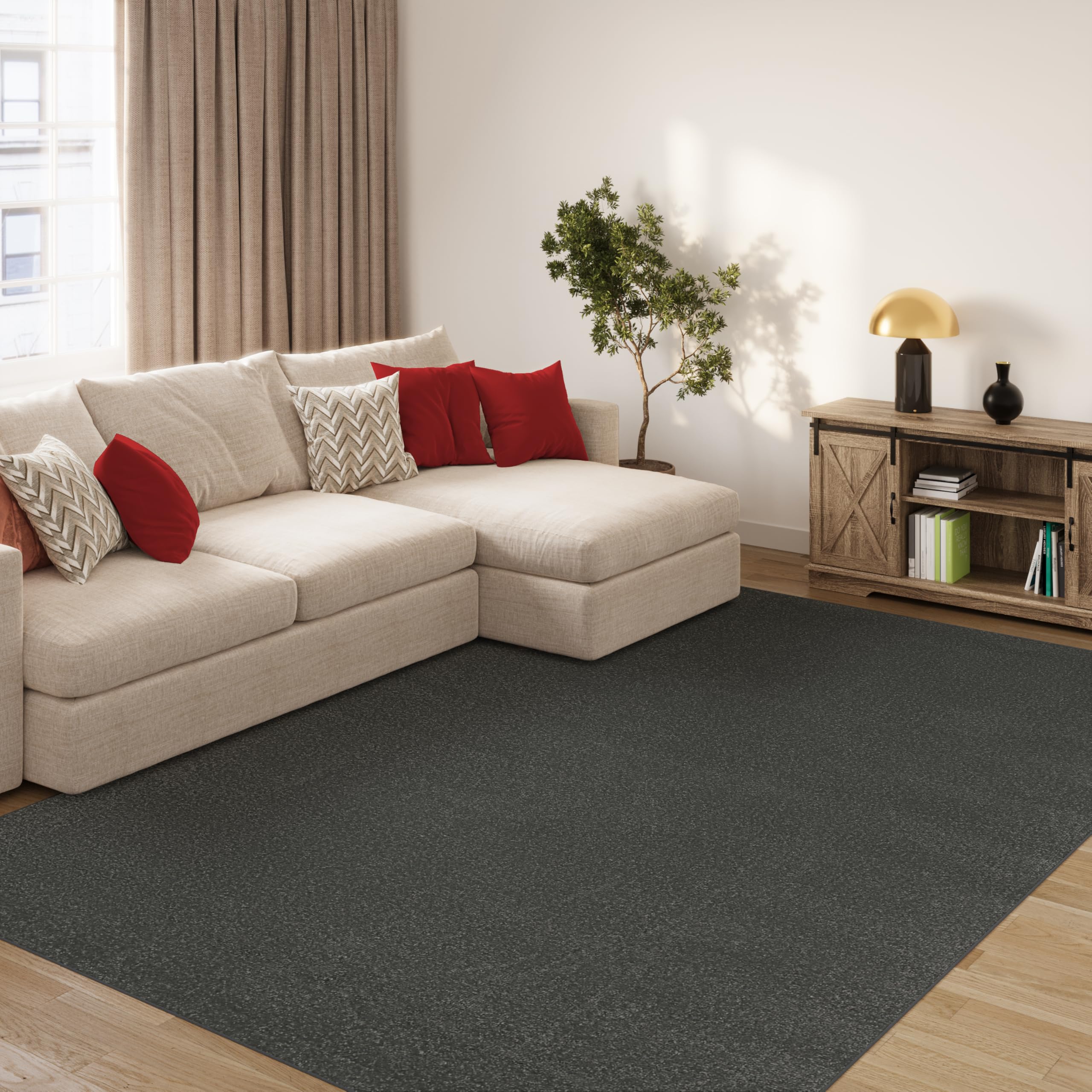 TAPISO Mono Teppich Kurzflor Indoor Outdoor UV-beständig Dunkelgrau Einfarbig Wohnzimmer Schlafzimmer Kinderzimmer Modern Design ÖKO-TEX 160 x 220 cm