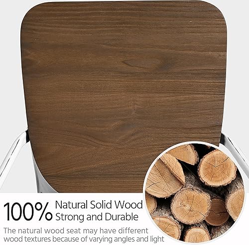 Miniatura 7 de Yaheetech Metal Dining Chairs Set of 4, Industrial Stackable Kitchen Chairs with Wood Top Seat for Dining Room/Restaurant/Bistro/Patio, Indoor &