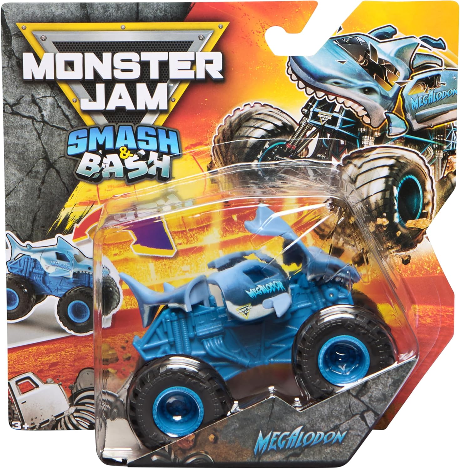 Monster Jam Smash & Bash Megalodon, 1:64 Die Cast Repairable Monster Truck, Kids Toys for Boy and Girls Ages 3 and up