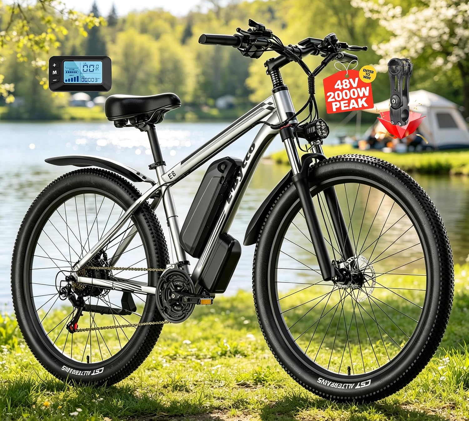 E·Bycco 29” Electric Bike for Adults, 48V 17.5AH, 2000W Peak Electric Mountain Bikes, 21-Speed Pedal Assist Ebikes, 36MPH 80 Miles Long Range Waterproof Commuter Electric Bicycle for Tall Men Women