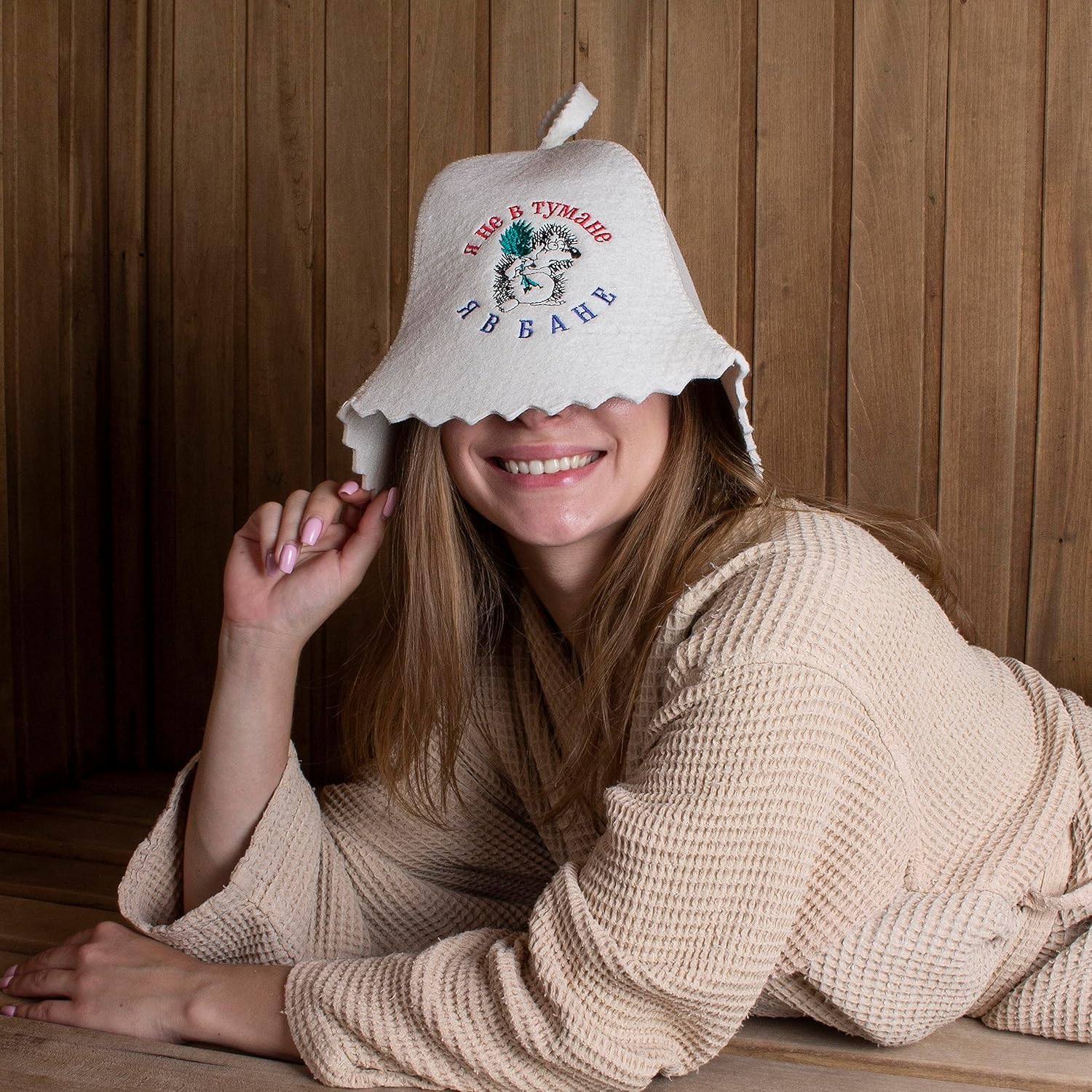 ASKOLD Wool Sauna Hats with Russian Embroidery Russian Banya Hat for Men