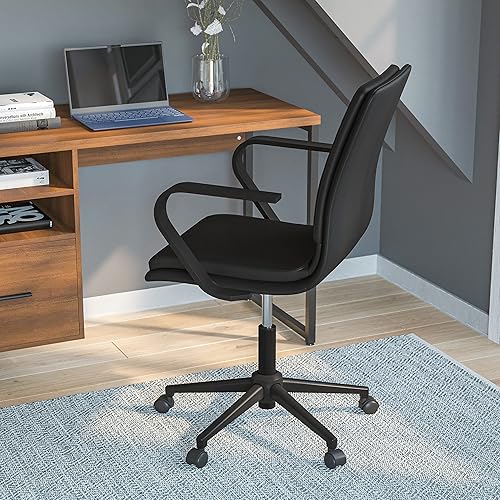 Miniatura 15 de Flash Furniture James Silla ejecutiva de oficina de diseño con respaldo medio, tapicería LeatherSoft gris topo, base y brazos cromados cepillados,