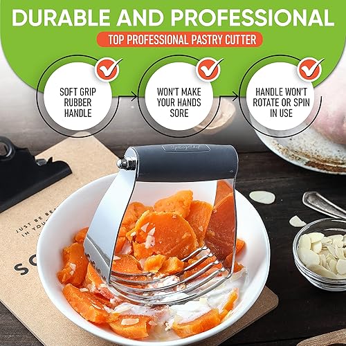 Miniatura 44 de Spring Chef Batidora de masa de tamaño mediano para hornear, herramienta cortadora de masa de acero inoxidable, herramienta manual de cortador