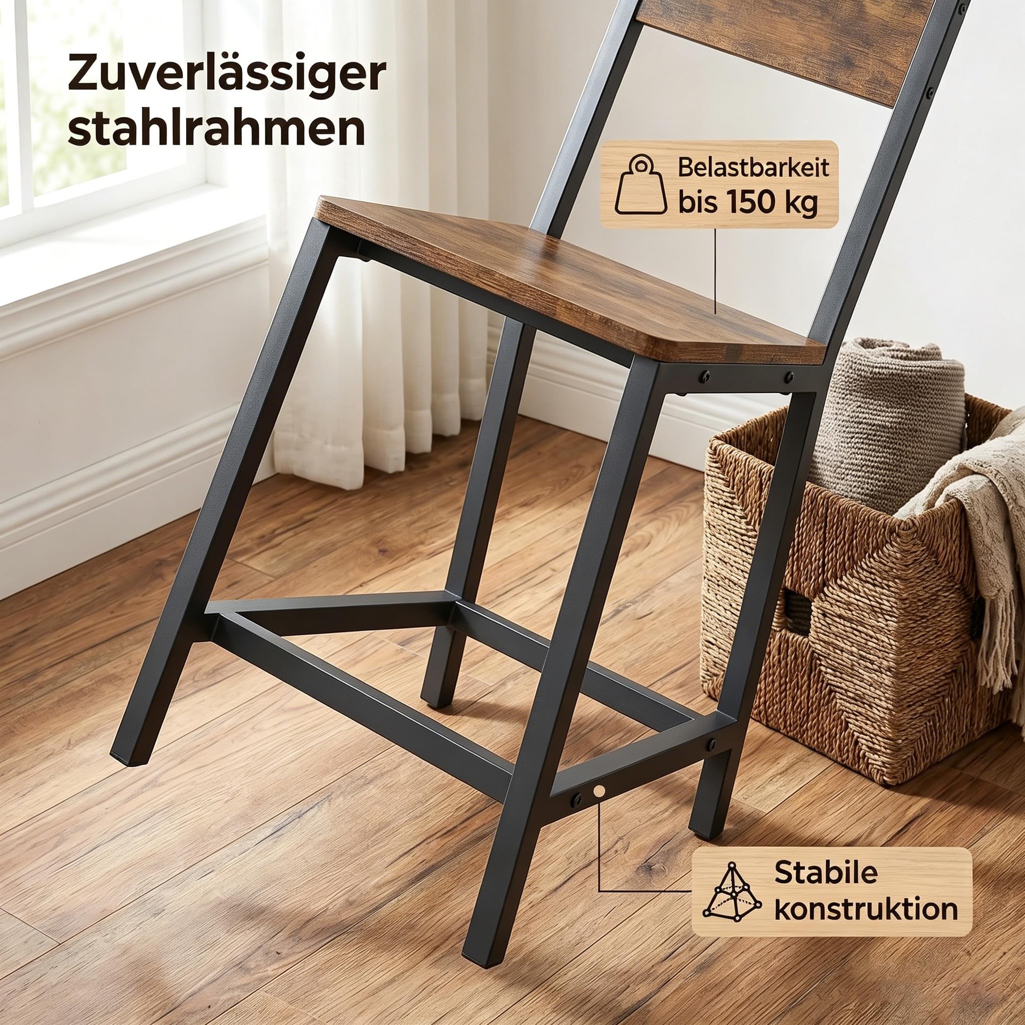 APICIZON Set di 4 sedie da pranzo in stile vintage, ergonomiche, telaio in metallo stabile con portata di 150 kg, sedie da cucina senza braccioli, per sala da pranzo e soggiorno