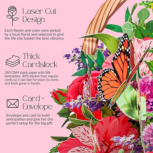 Miniatura 4 de Tarjeta de felicitación floral 3D desplegable para cumpleaños, día de la madre, día de San Valentín, tarjeta de agradecimiento, para mamá, madre,