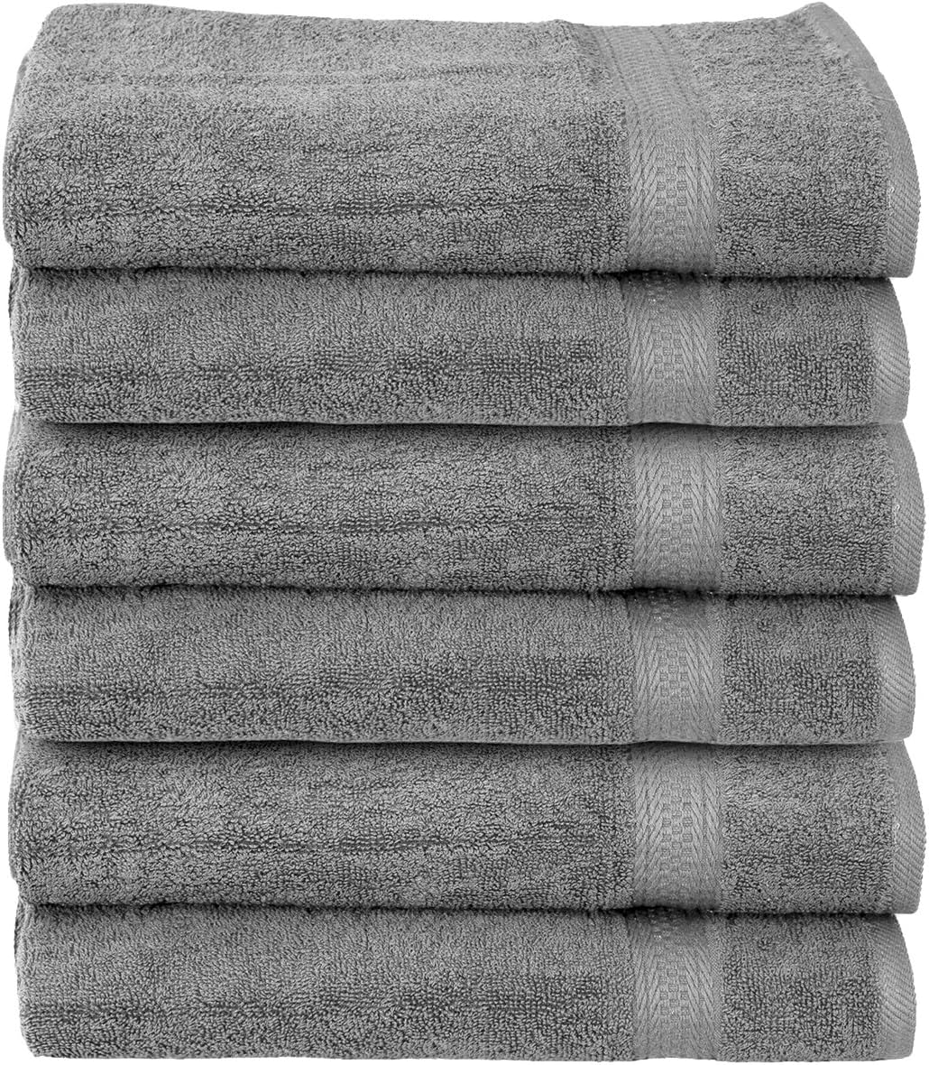 Utopia 100% Cotton Bath Towels Easy Care, Ringspun Cotton for Maximum Softness and Absorbency, 6-Pack - Grey (27" x 54")