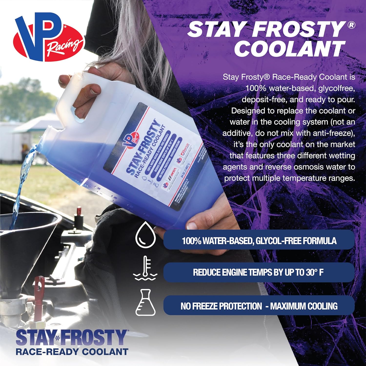 VP Racing 23051 Stay Frosty – Race-Ready Coolant with 100% Water-Based Formula - Gallon (Pack of 1)