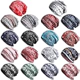 18 Pieces Thin Knit Slouchy Cap Hip-Hop Sleep Cap Stretchy Baggy Beanie Hat Dwarf Hat for Women Men, 18 Colors