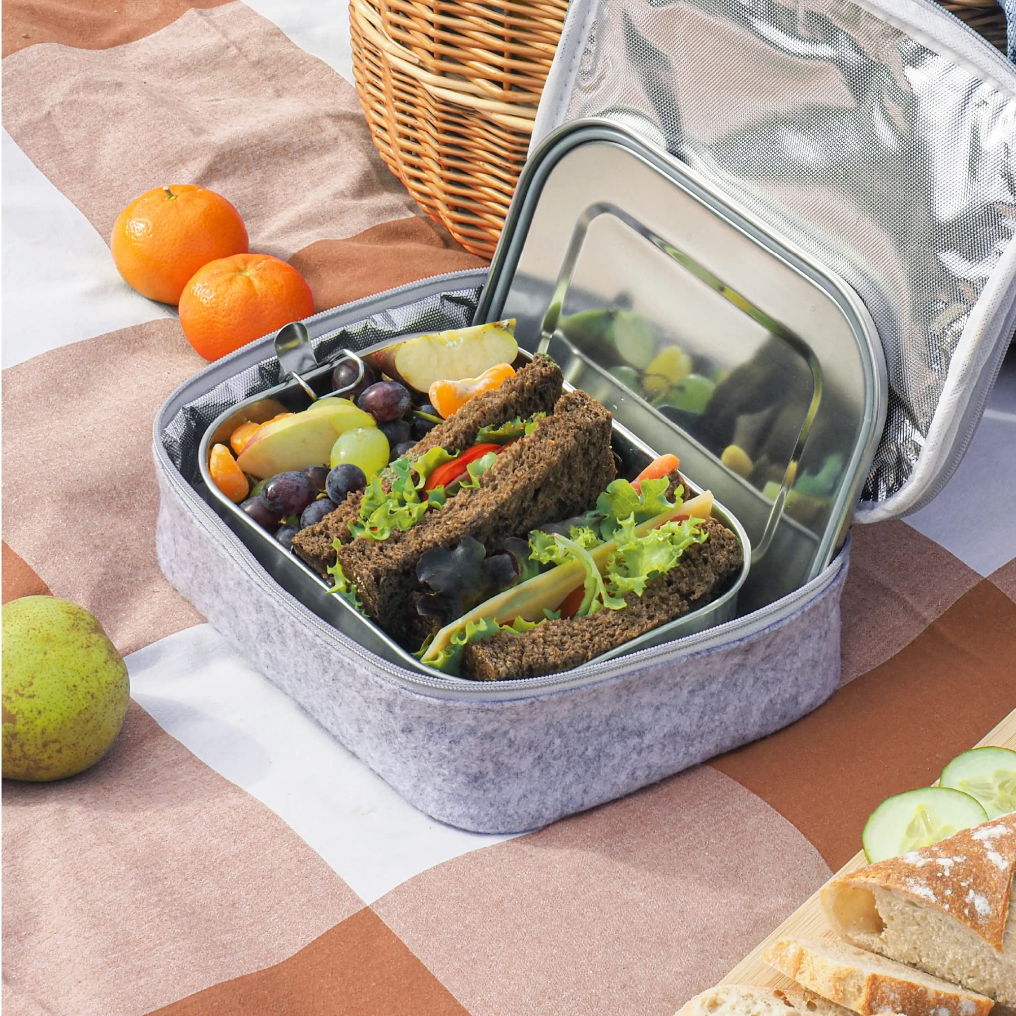 RVS Lunchtrommel Chapra Two Tier Round 13 cm A Slice of Green